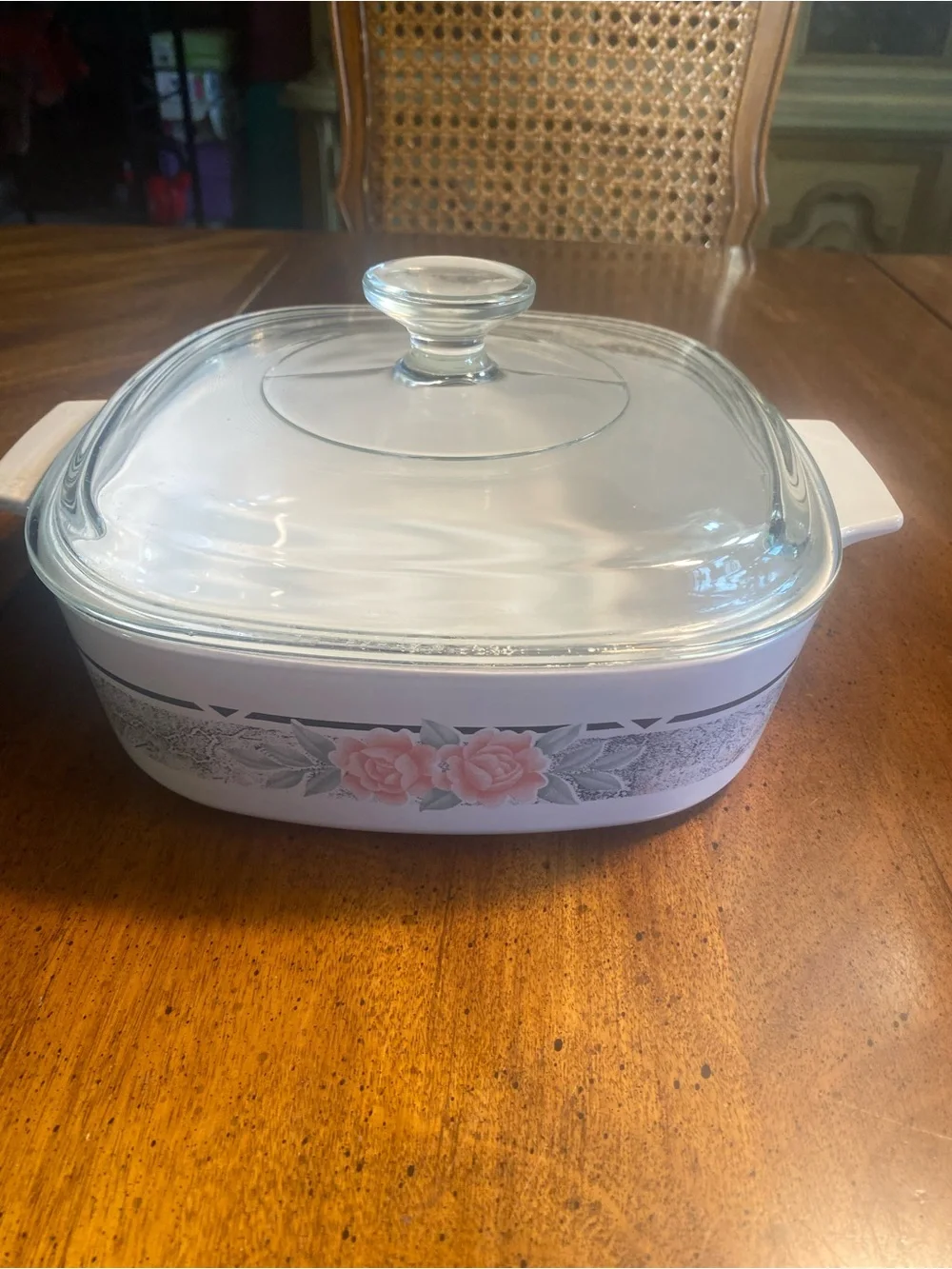 Corningware 2 Qt Silk & Roses with Pyrex Lid